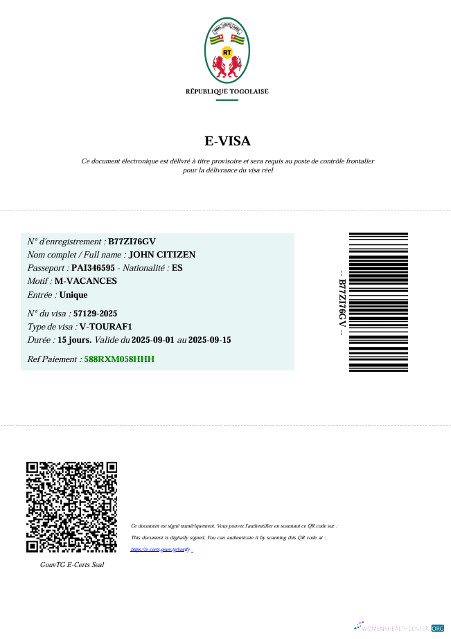Download Togo e visa template in Word and PDF formats Photoshop template
